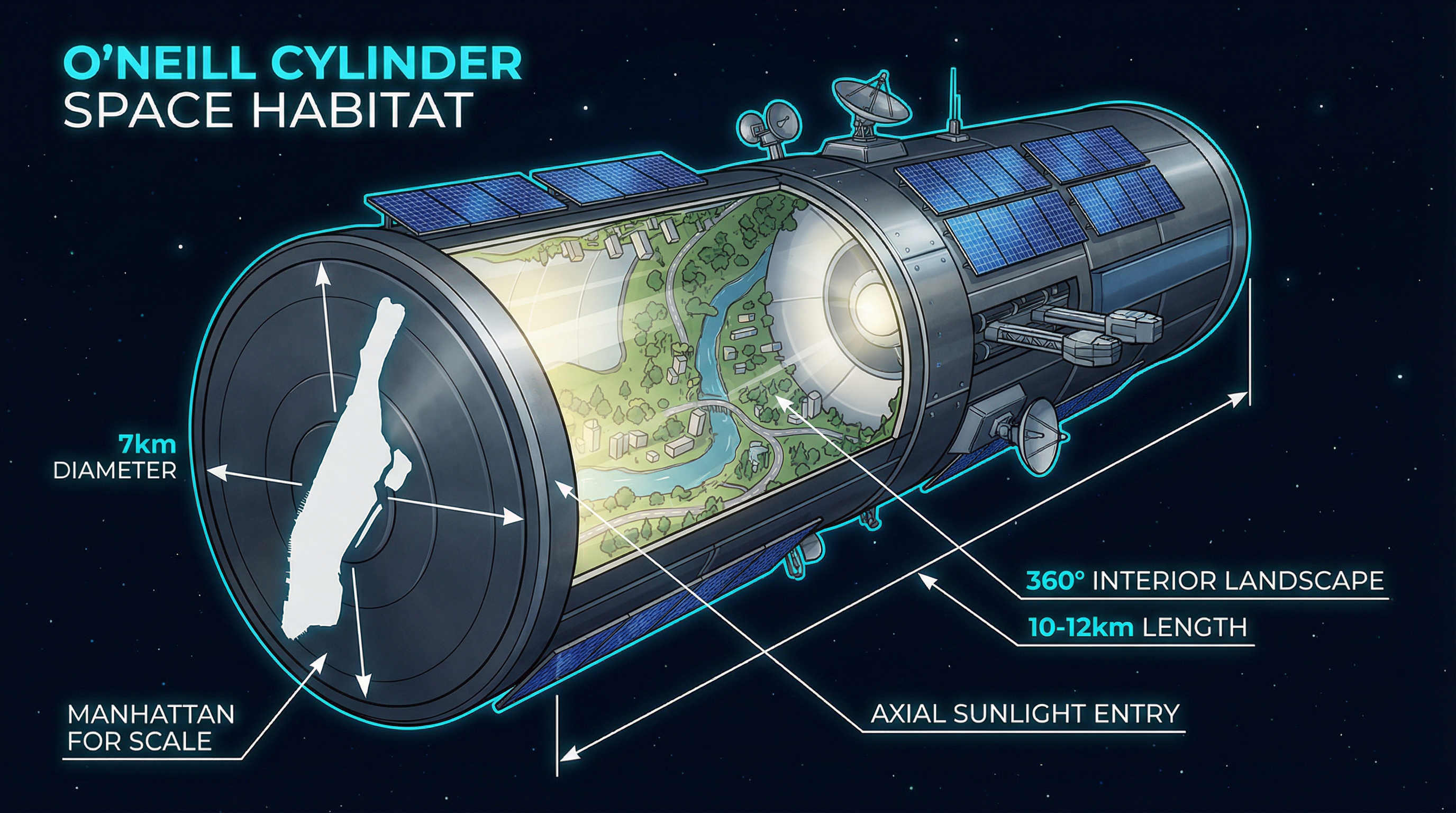 Scale comparison showing SpaceTube with Manhattan overlay